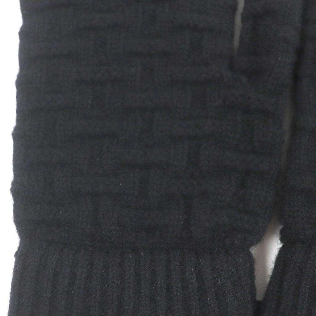 Pristine HERMES Gloves H Logo Motif All-over Knit Gloves Black Cashmere Mens L Used