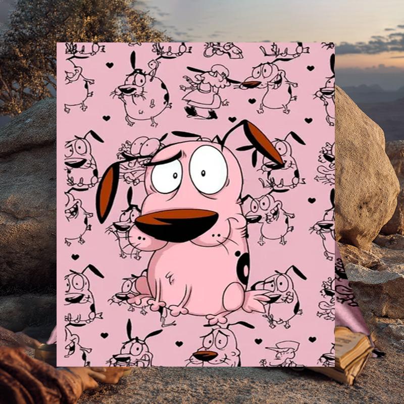 1PC Pink dog In The Garden Flannel Blanket Gift, Suitable for Both Men And Women, Soft Ideal for Beds And Sofa, Birthday Or Christmas Gift