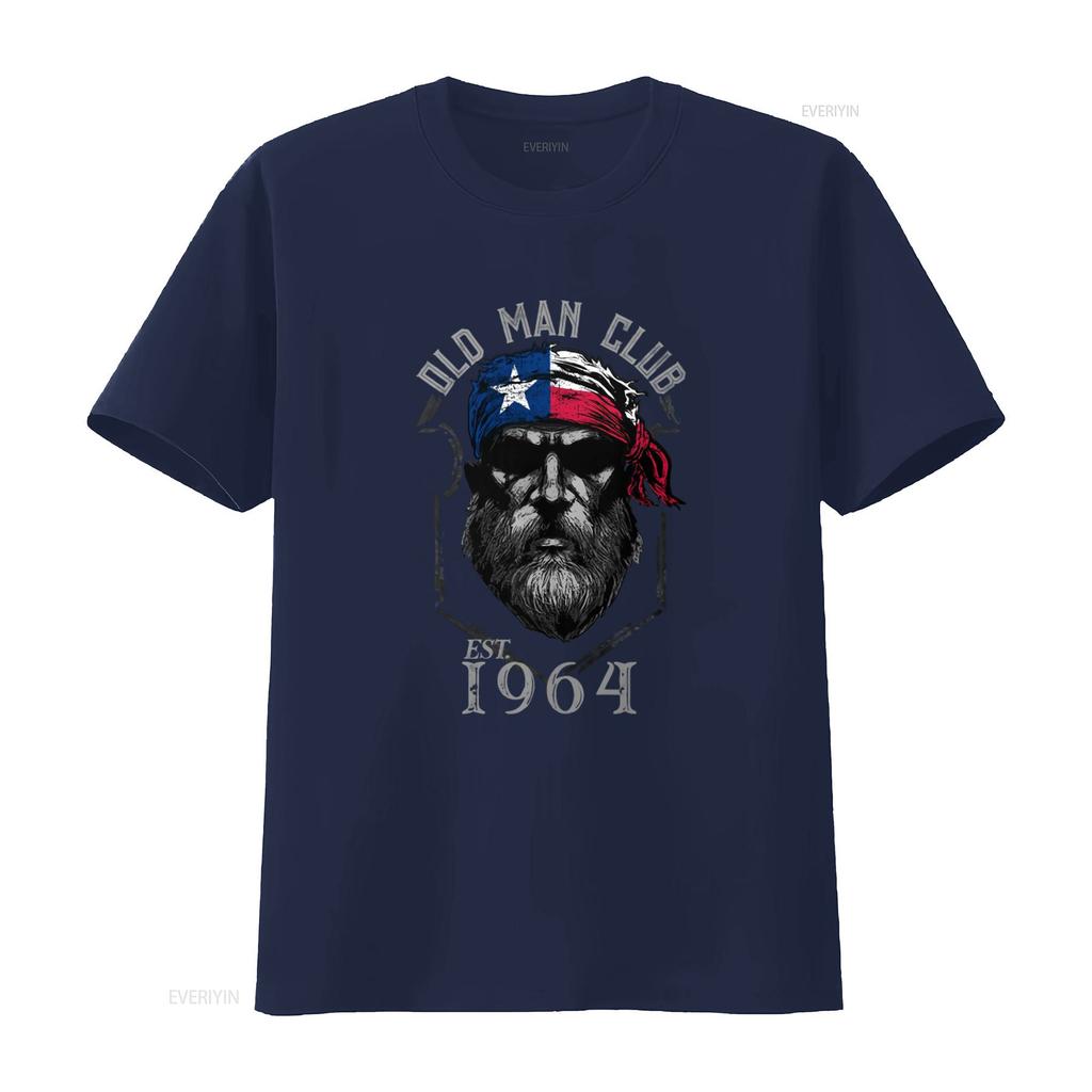 1964 Texas Old Man Club Vintage T Shirt Cotton Crew Neck with Patriotic Bandana Print Vintage Washed Designer Clothes