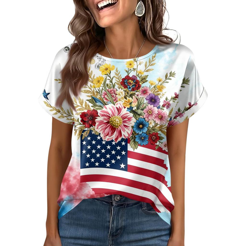 Damska Modna Casualowa Vintage Bluzka z Nadrukiem