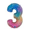 Mylar Balloon - GRABO - Number 3 - 102 Cm (40") - Rainbow - Shimmering Effect