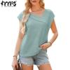 Damenmode Casual Sommer Frühling Einfarbig Druck Kurzarm Schrägkragen Blusen & Hemden