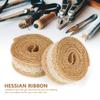 6pcs 2M/Roll Burlap Rolls White Lace Yellow Jute Hessian Jute Ribbon Rustic Style Decorative Ribbon Burlap Lace Ribbon