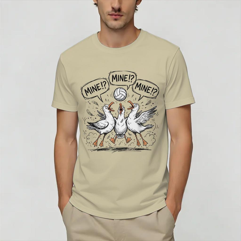 T Shirt Summer Mine Seagull Funny Beach Volleyball Hip Hop T Shirts Pure Tee Shirt for Unisex Size Short Sleeve Top Tees