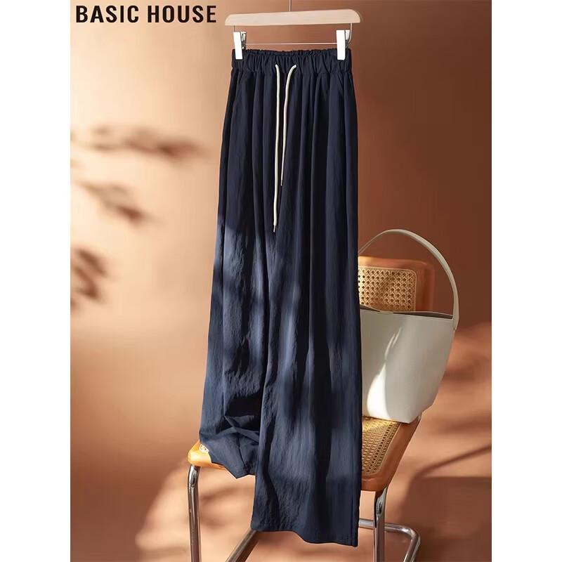 

Basic House Retro Denim Blue High-Waist Wide-Leg Pants L