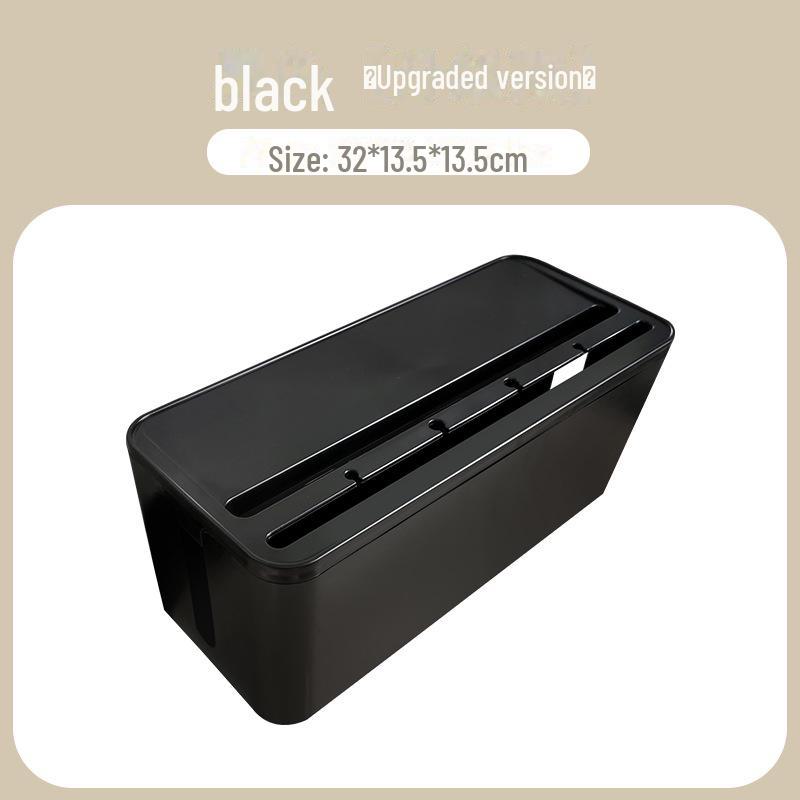 "Wood Grain Multi-Function Desktop Cable Organizer Box"