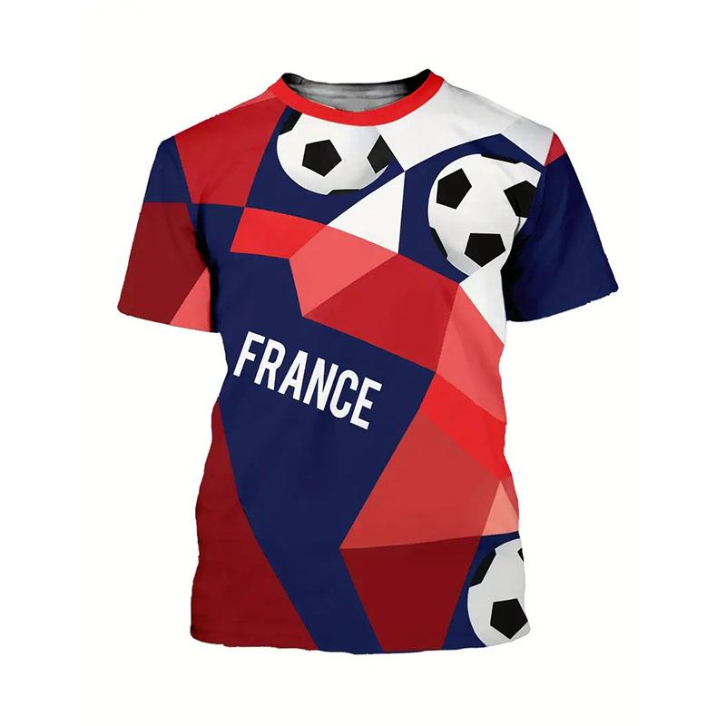 

France Retro Flag Print T-shirt Street Casual Harajuku Men s Clothing Oversized T Shirts Football Cock Harajuku Pattern Tee Top 5XL