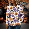 Women's Long Sleeve Flannel Top with Halloween Print for Fall Holiday