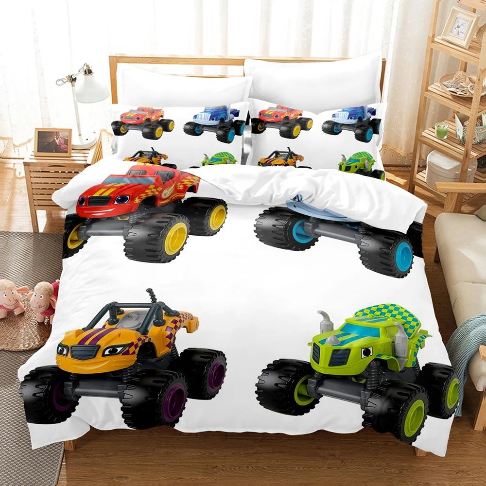 Cartoon Car Home Duvet Cover Set 3D Kids Bedding Set Cute Printed Cartoon Duvet Cover Pillow Cover, Bedroom Decoration