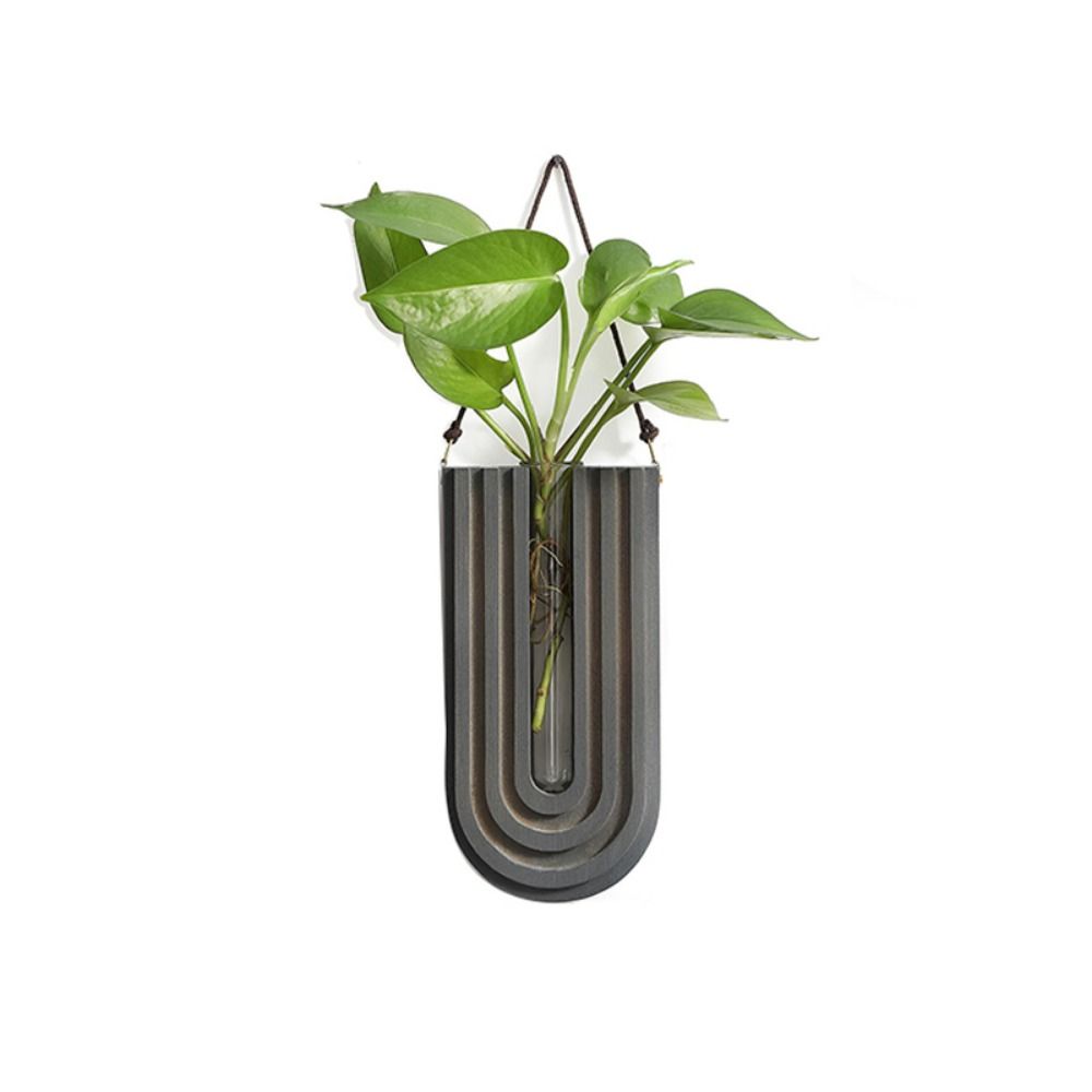 Pastoral Stable Wall-mounted Hydroponic Vase Handmade Durable Wood Frame Vase Craft Plant Holder Pendant Living Room