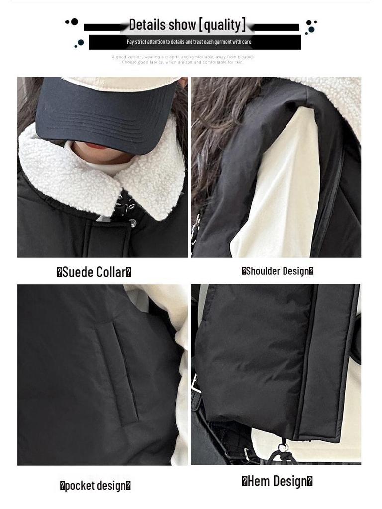 Ensemble Gilet en Coton d'Hiver 2025 pour Filles et Pantalon à Carreaux Doublé Polaire