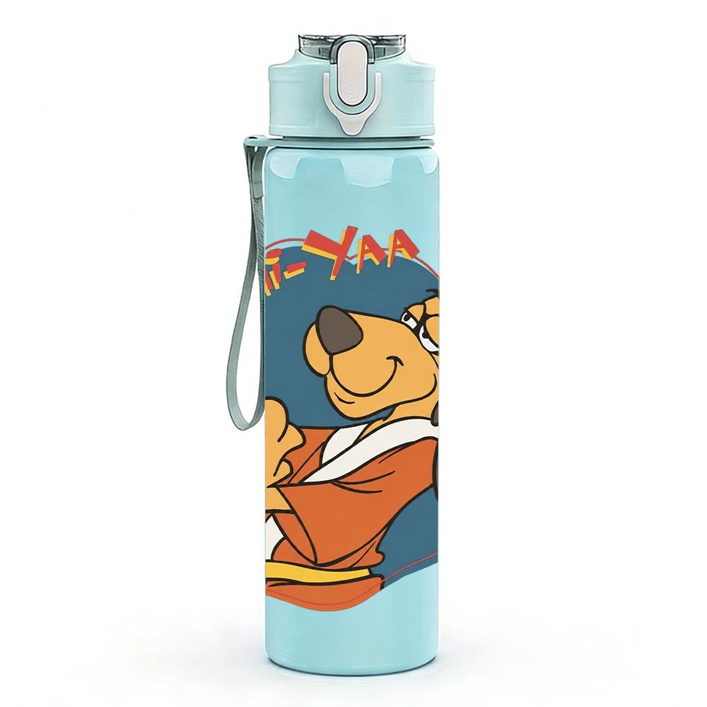 1PC Retro Bear Cartoon Character Print 750ml Portable Sports Water Bottle Leakproof Travel Gym Drink Cup