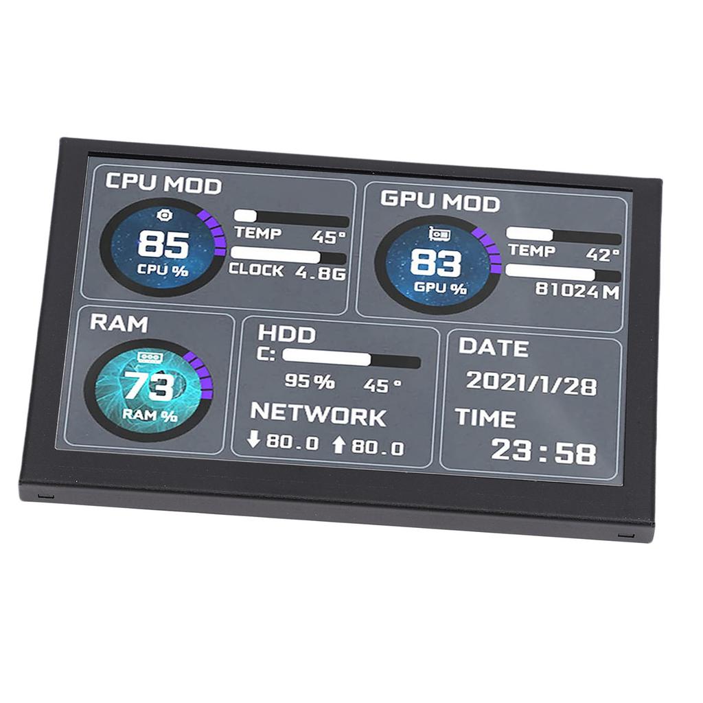 Computer Temp Display 5 Inch Dynamic Theme Supported USB Type C ARGB PC Case Sensor Panel PC Secondary Screen for