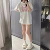 White Letter Print Loose Short-sleeved T-shirt Women's Tide Niche Oversize Half-sleeved Couple Top Summer
