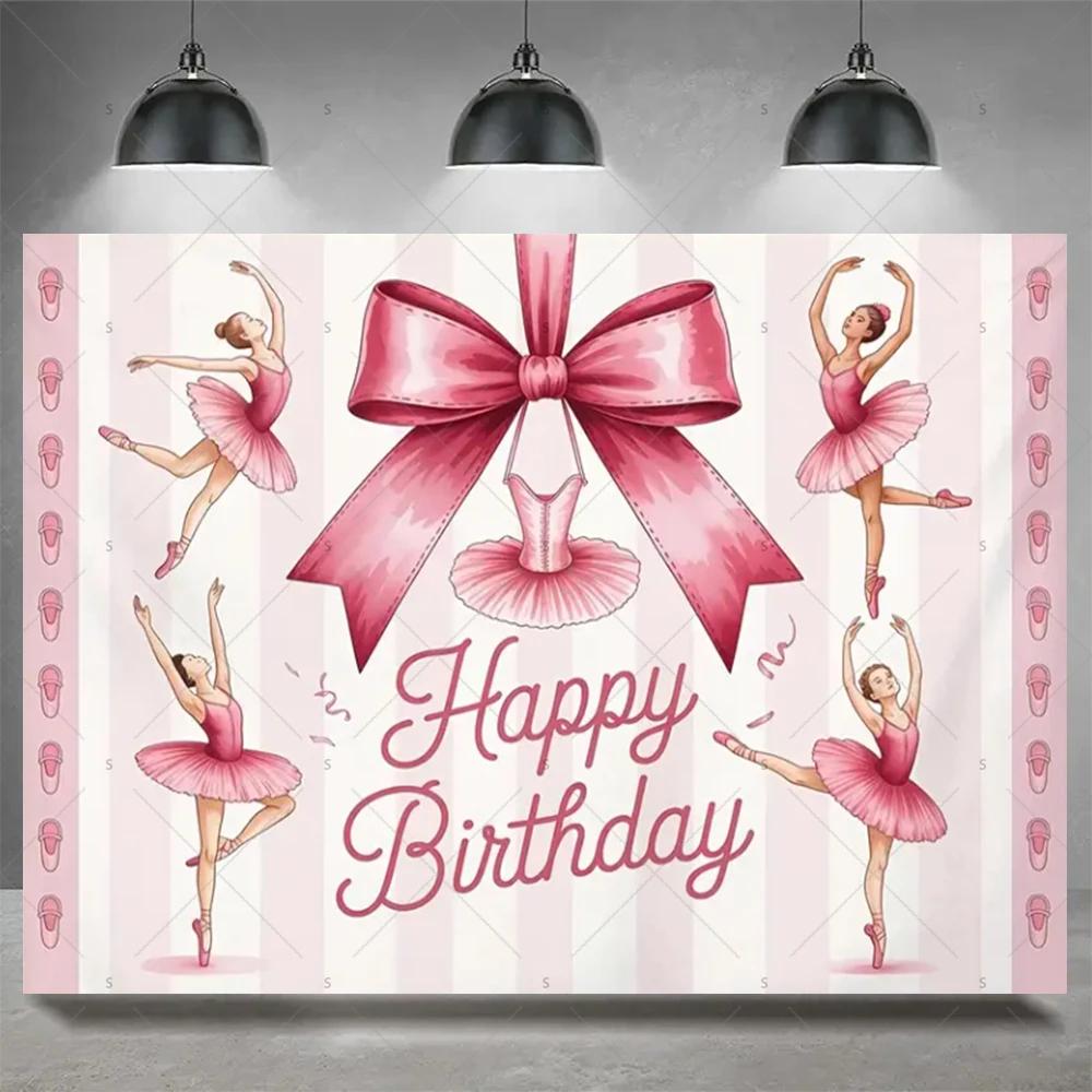 

BEPAN Pink Elegant Ballerina Girl Theme Party Background Girls Birthday Party Decoration Background Baby Shower Supplies Photography Vinyl--W120xH80cm