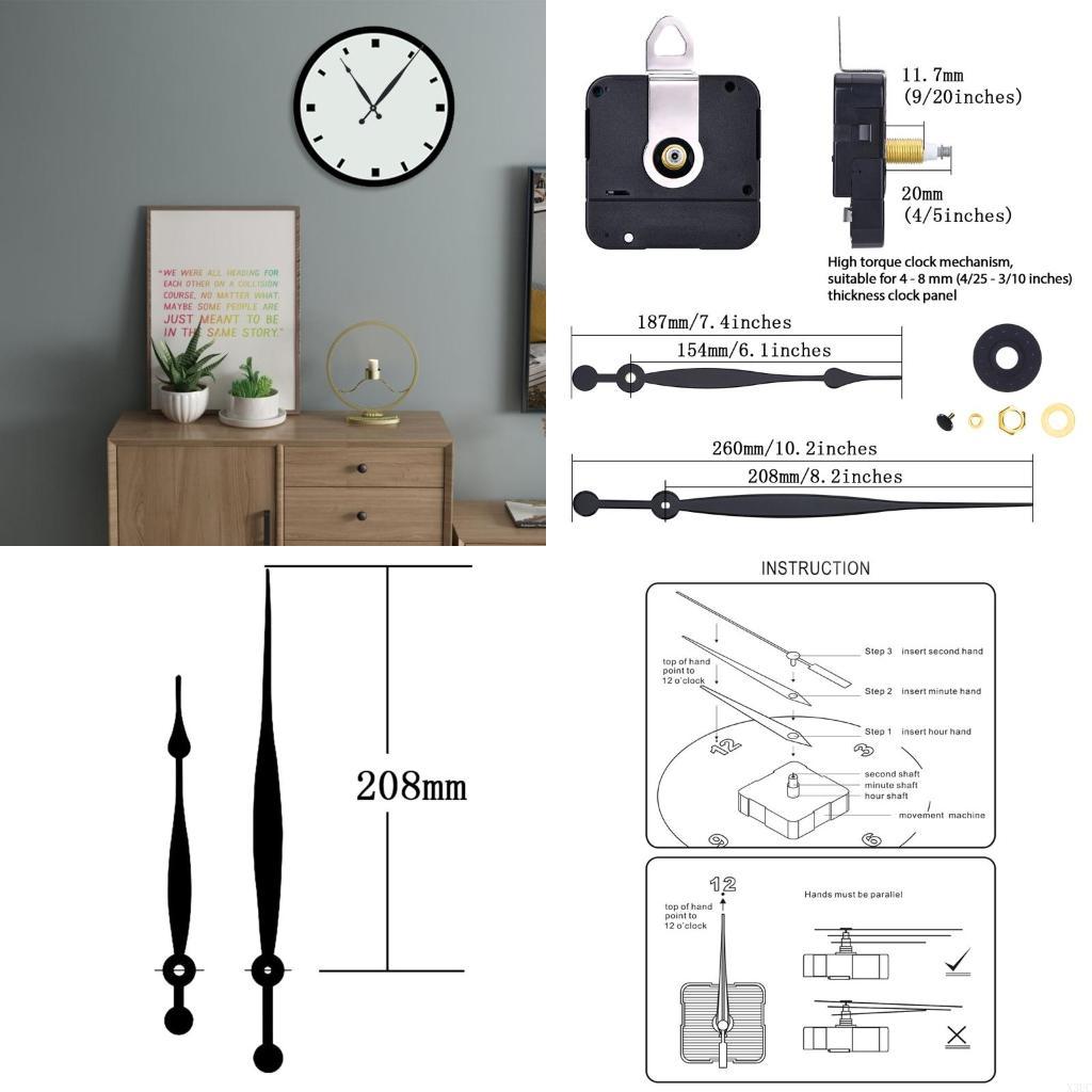 

High Torque DIY Wall Clock Movement Mechanism with 8 Inch Long Hands Repair Tool Replacement Parts X3UC China Mainland