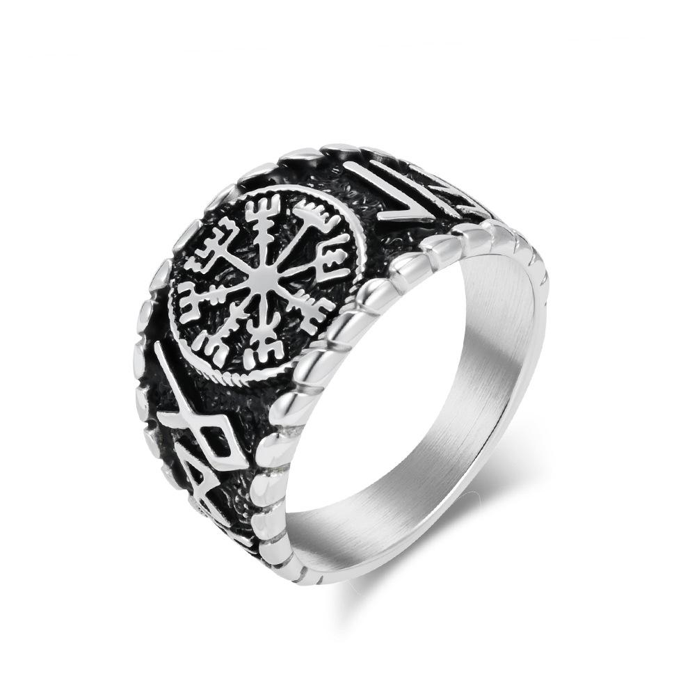 Vintage Viking Viking Text Titanium Steel Ring Male Niche Literary Personality Viking Rune Stainless Steel Jewelry 8#