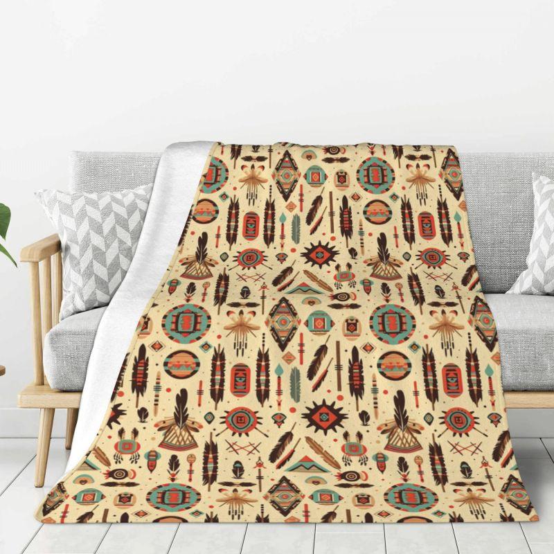 Coperta Personalizzata Modello Navajo Nativo Americano Boho Azteco Morbido Pile Caldo Primaverile Flanella Coperte Plaid Divano Biancheria da Letto Copriletto