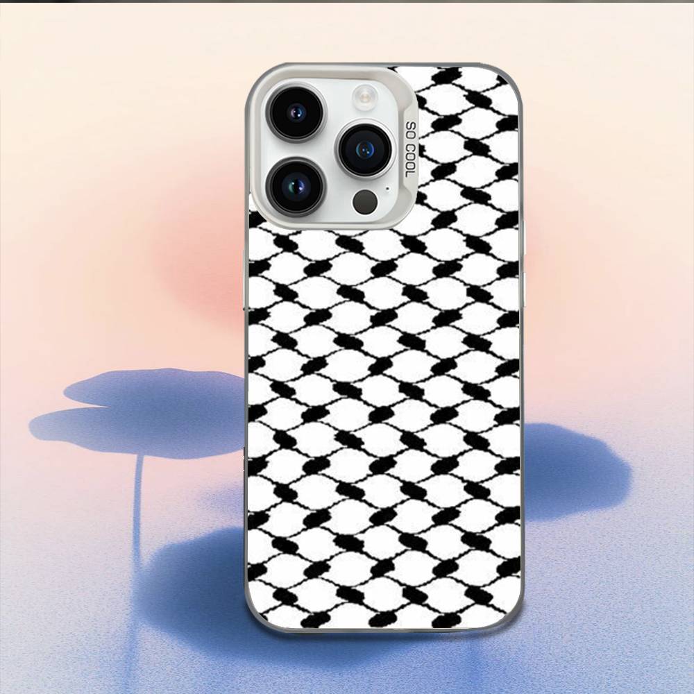 P-Palestine-S Hattah Keffiyeh Phone Case For iPhone 16,15,14,13,12,11,Mini,Pro,E,MAX White Candy Matte Shockproof Cover