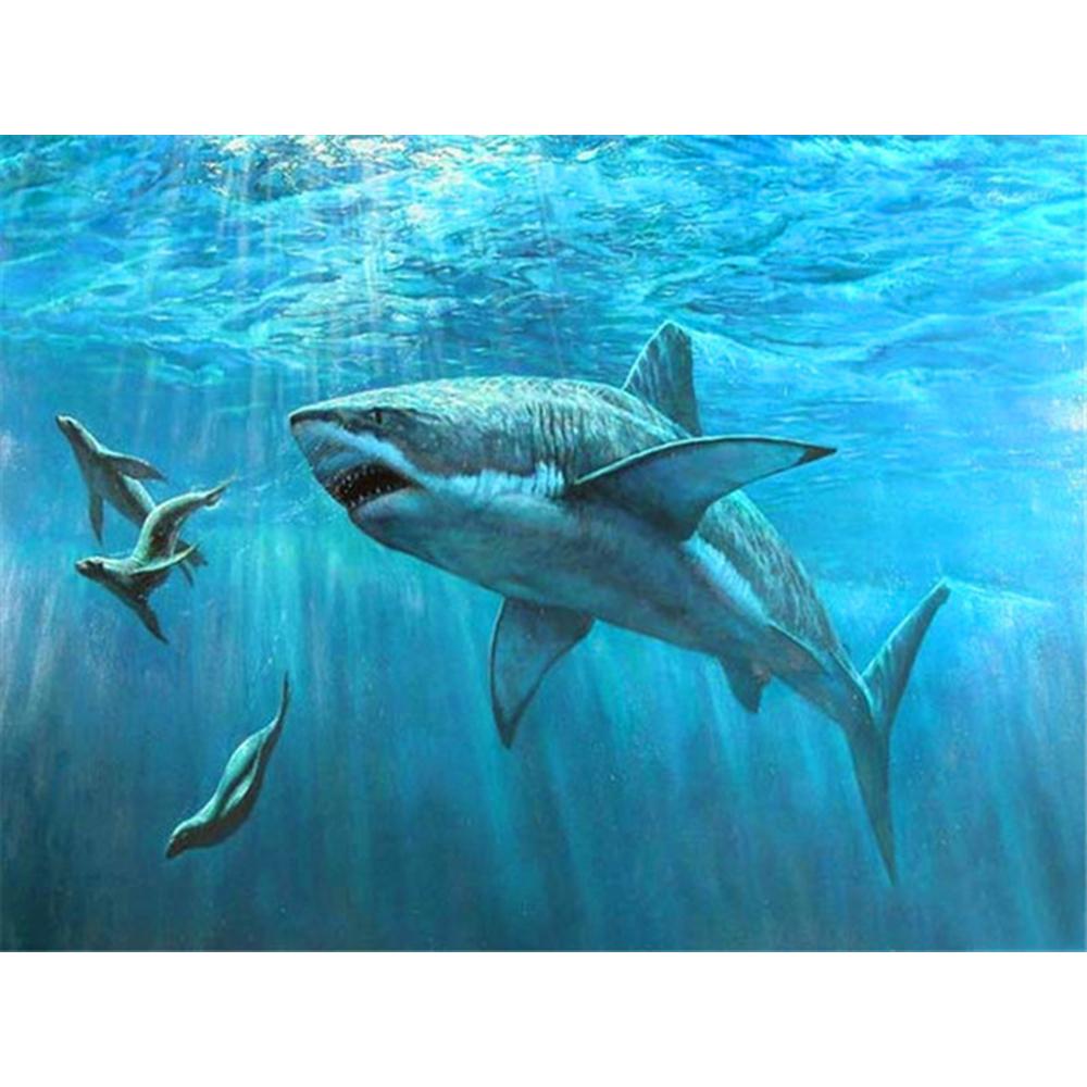 Sada 5D DIY diamantových obrazů Zvířecí žraločí obrázky kamínků Diamantové vyšívání Výprodej Mozaika Křížkový steh Dekorace