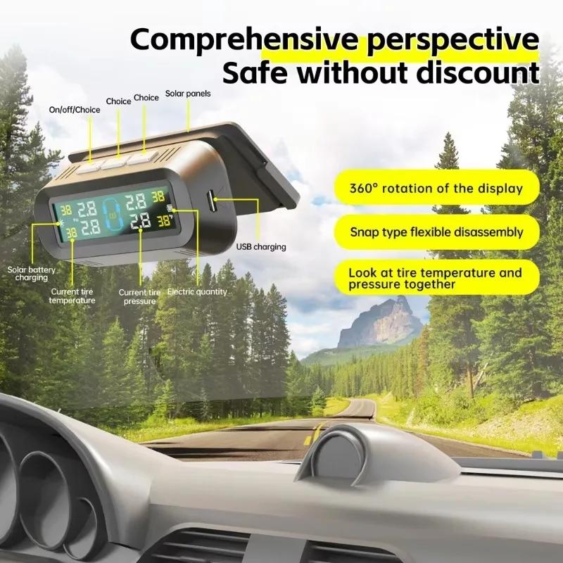 Tire Pressure Monitoring System Automotive Wireless Solar High-precision Universal Tire Detector Car Tyre Pressure Monitor