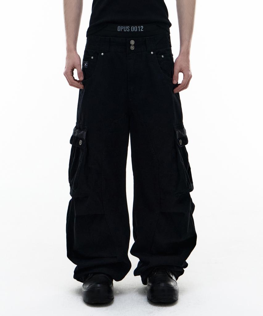 Opeoseu0012 Op. 08 Bind Curved Cargo Pants Black