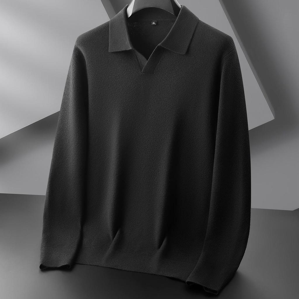 Fat Little Brother Men's Plus Size Lapel Sweater - Trendy Base Layer for Autumn/Winter 2025.