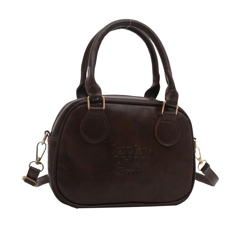 Textured Oil Wax Leather Retro New Lock Autumn and Winter Large Capacity Fashion Portable Messenger Small Square Bag Women