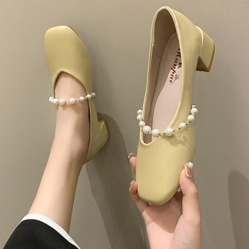 Fashion Spring new shallow mouth thick heel square toe single shoe casual versatile simple comfortable women's shoes