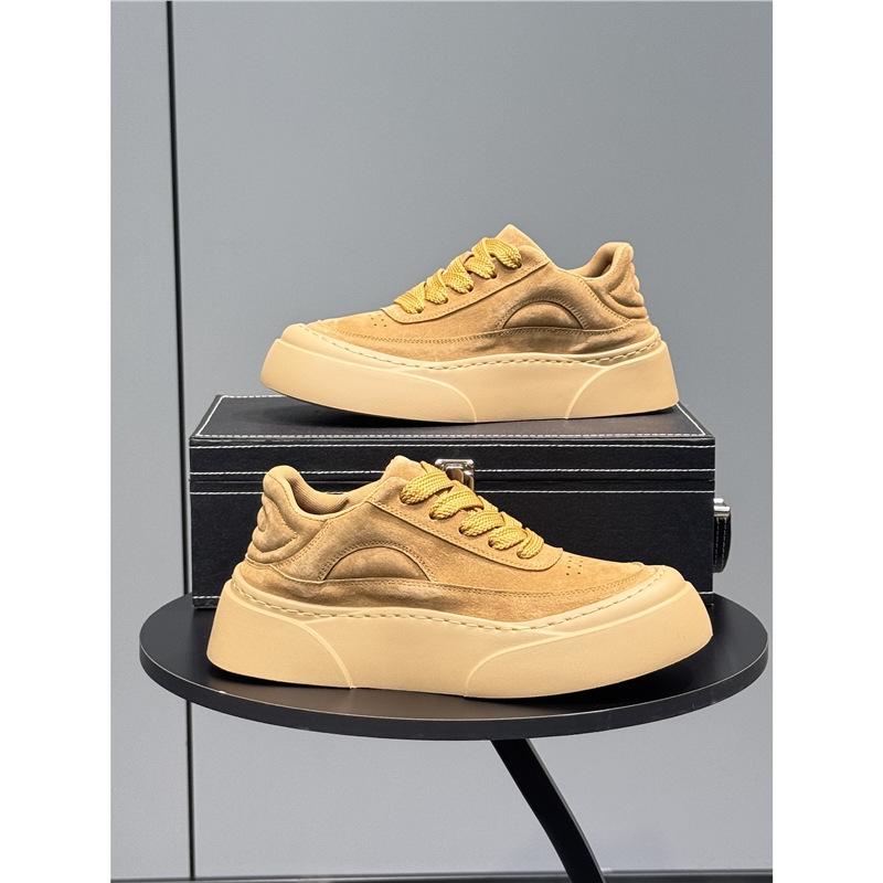 Board shoes new autumn leather casual shoes trendy and light platform shoes lace-up low-top shoes ms