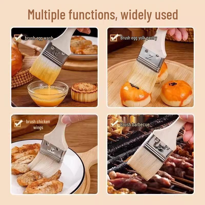 Non-Shedding, Heat-Resistant Barbecue and Pancake Oil Brush