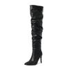 Pointed Pleated Tall Boots  Autumn and Winter Thin Heel Super High Heel Pile Boots Over Knee Boots Knight Boots