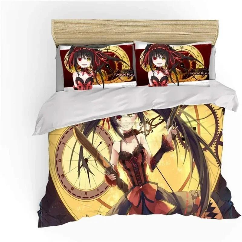 3D Print Anime Date A Live Comfortable Duvet Quilt Cover Pillowcase Bedding Set Children Bedroom Decoration Home Textile