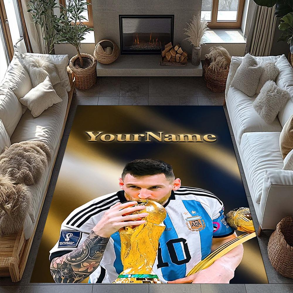 Messi 64 Personalized Text Area Rug Perfect for Game Room Playrooms Study room Outdoor Anti-slip Rug Decorate Offices Perfect Gift for Women/Men
