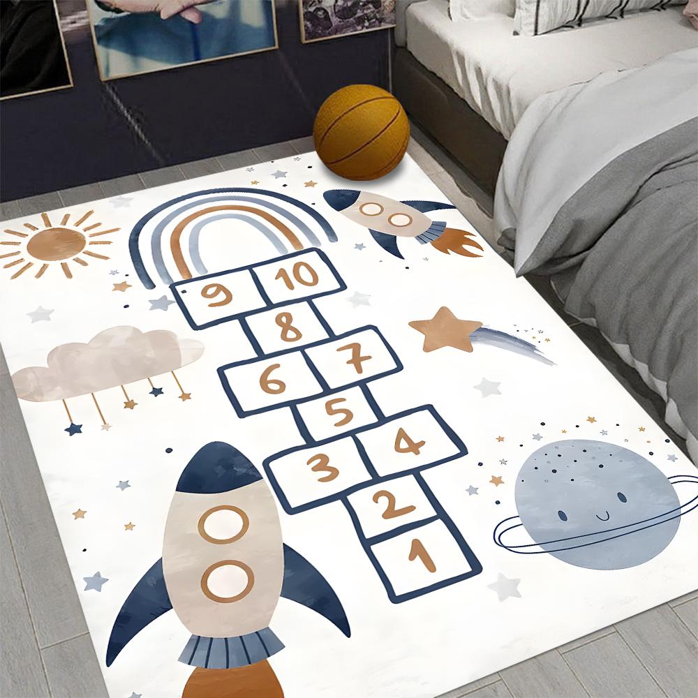 Hopscotch Printing Carpet Bedroom Living Room Balcony Bathroom Kitchen Door Mat Mechanical Washable Home Decoration Non-Slip Rug