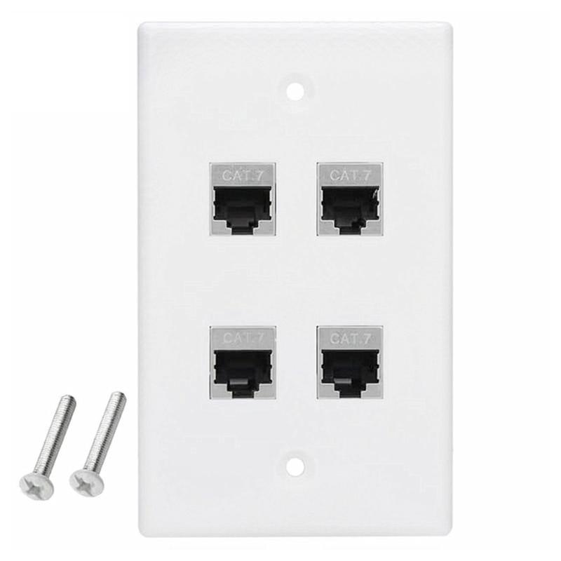 Reliable Wall Plate with Multiple Port, US Faceplates, White Ethernet Wall Outlet Cat7 Face Plate for Keystones Couplers