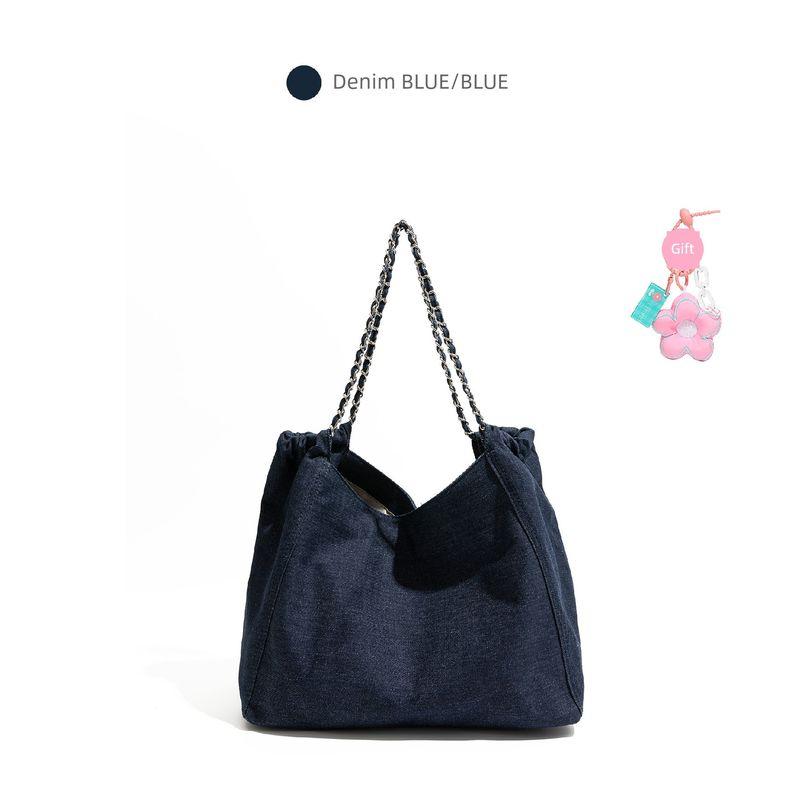 

Stylish Studio Korean Style Denim Bag Summer 2025 Super Hot Commuter Bag Large Capacity Satchel Shoulder Tote Bag Denim Blue