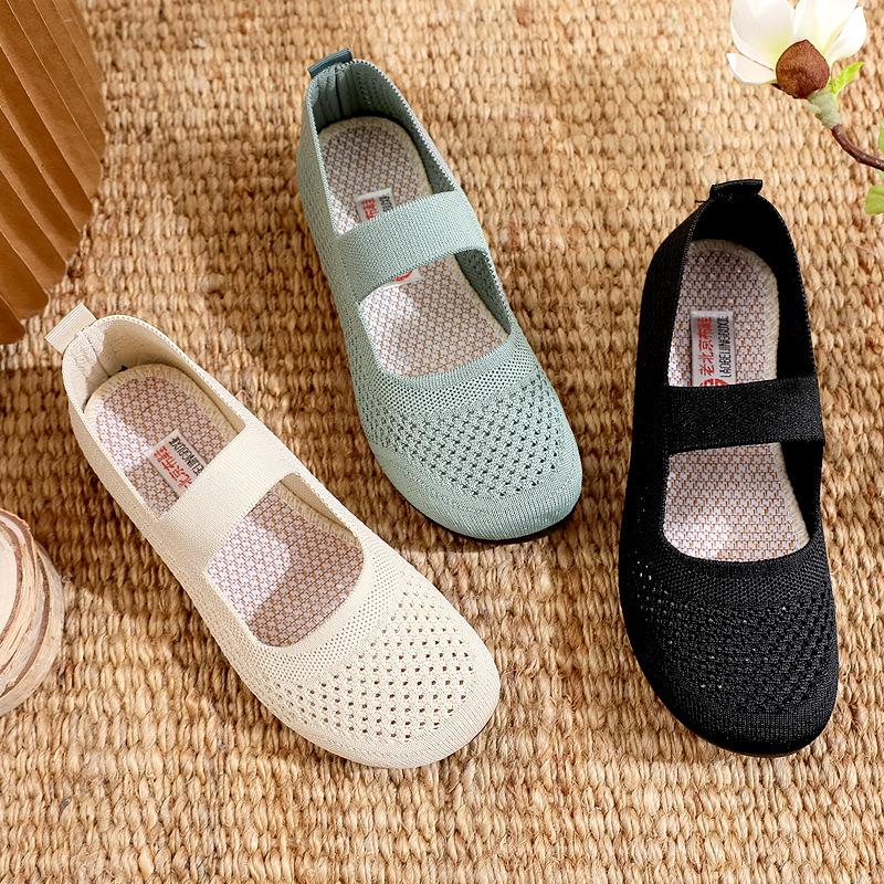 Women's shoes spring and summer cloth shoes round head soft sole non-slip breathable lightweight casual shoes versatile flying woven shoes