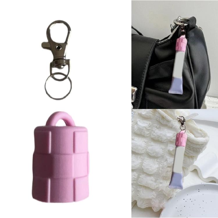 Fashionable Silicone Lipgloss Keychain Caps Compact Keyring Decors In 3 Stylish Color Variants Keychain Attachment