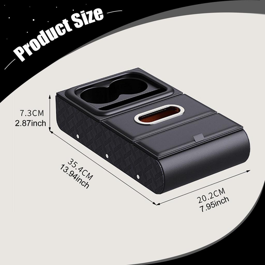 Car Armrest Storage Box Arm Rest Cover Separation System Organizer Tissue for Auto Truck