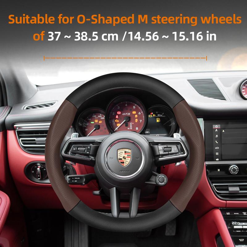 Suitable for Porsche Perforated Leather Matte Carbon Fiber Texture Steering Wheel Cover Cayenne Macan 911 Panamera 718 Taycan
