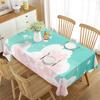 Cartoon White Cloud Rainbow Pattern Tablecloth Cute Cloud Rectangular Table Cover for Party Living Room Dining Room Decoration