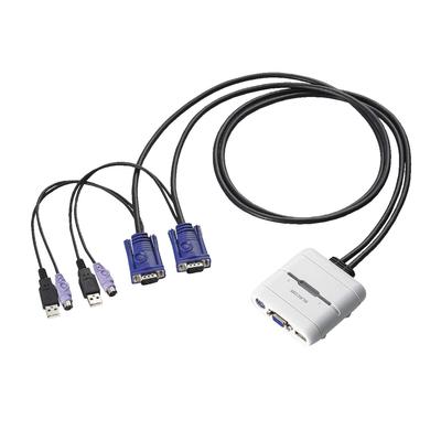 Elecom KVM-Switch mit automatischer Umschaltung, USB-Maus & PS/2-Tastatur und 2 VGA-Anschlüssen (Modell 2008) - KVM-KXN
