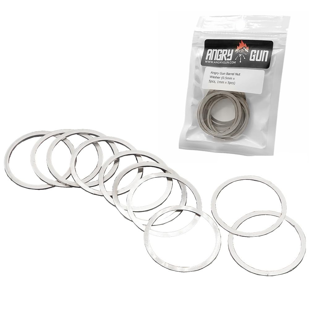 

Tokyo Marui MWS Compatible Angry Gun Barrel Nut Spacer Shim Position Adjustment Washer 5 5 pieces total 10 [Good product] (0.5mm pieces/1mm pieces)