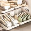 Pull-out Cabinet Drawer Metal Slide-out Dish Drying Rack Kitchen Shelf Dish Rack for Home Kitchen Tableware Storage