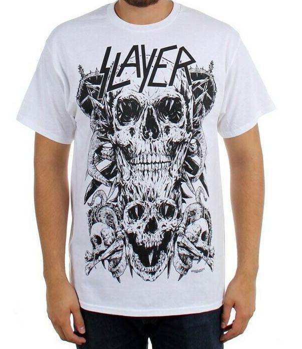 Футболка Slayer SKULLS Белая Группа Heavy Metal НОВАЯ Лицензированная и Официальная Унисекс Футболка XXL