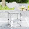 Tavolo Pieghevole Tavolo da Campeggio Tavolo da Giardino Altezza Regolabile Alluminio MDF Bianco