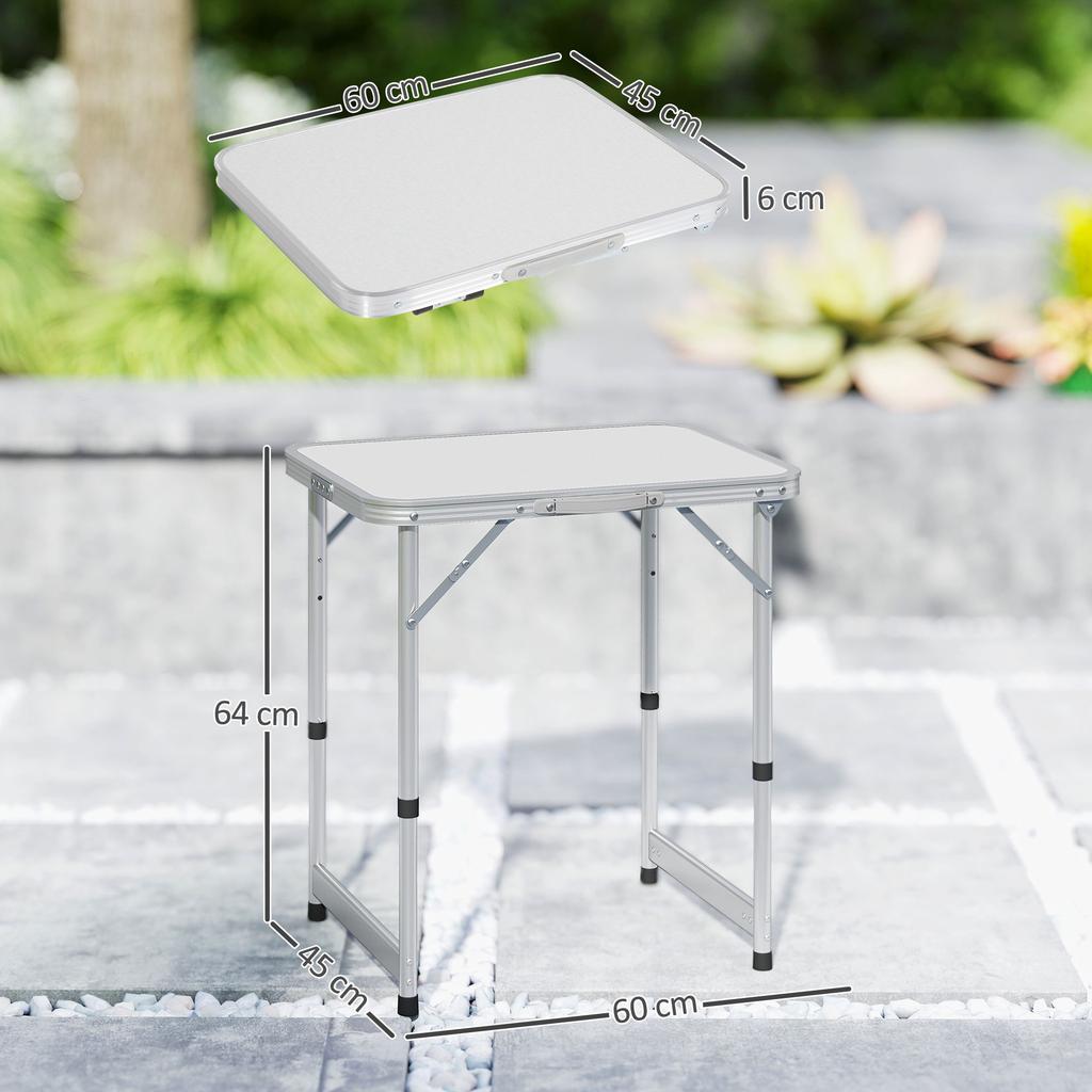 Tavolo Pieghevole Tavolo da Campeggio Tavolo da Giardino Altezza Regolabile Alluminio MDF Bianco