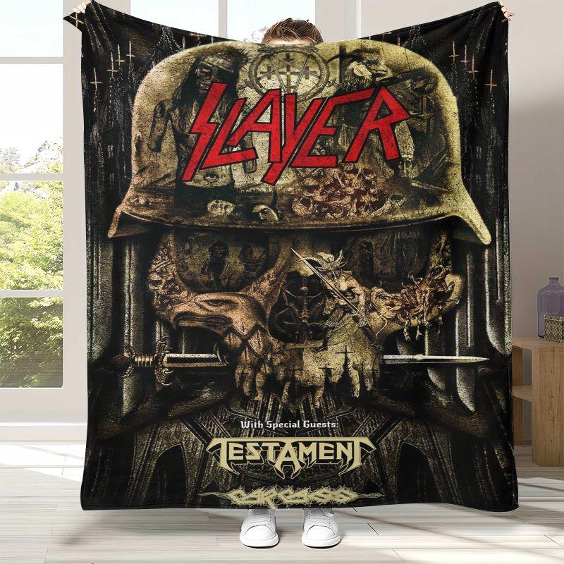 Klassisches Slayer Heavy Metal Rockband Zeichen Flanelldecke, Ultraweiche Warme Plüschdecke für Zuhause Schlafzimmer Bett Sofa Camping Picknick