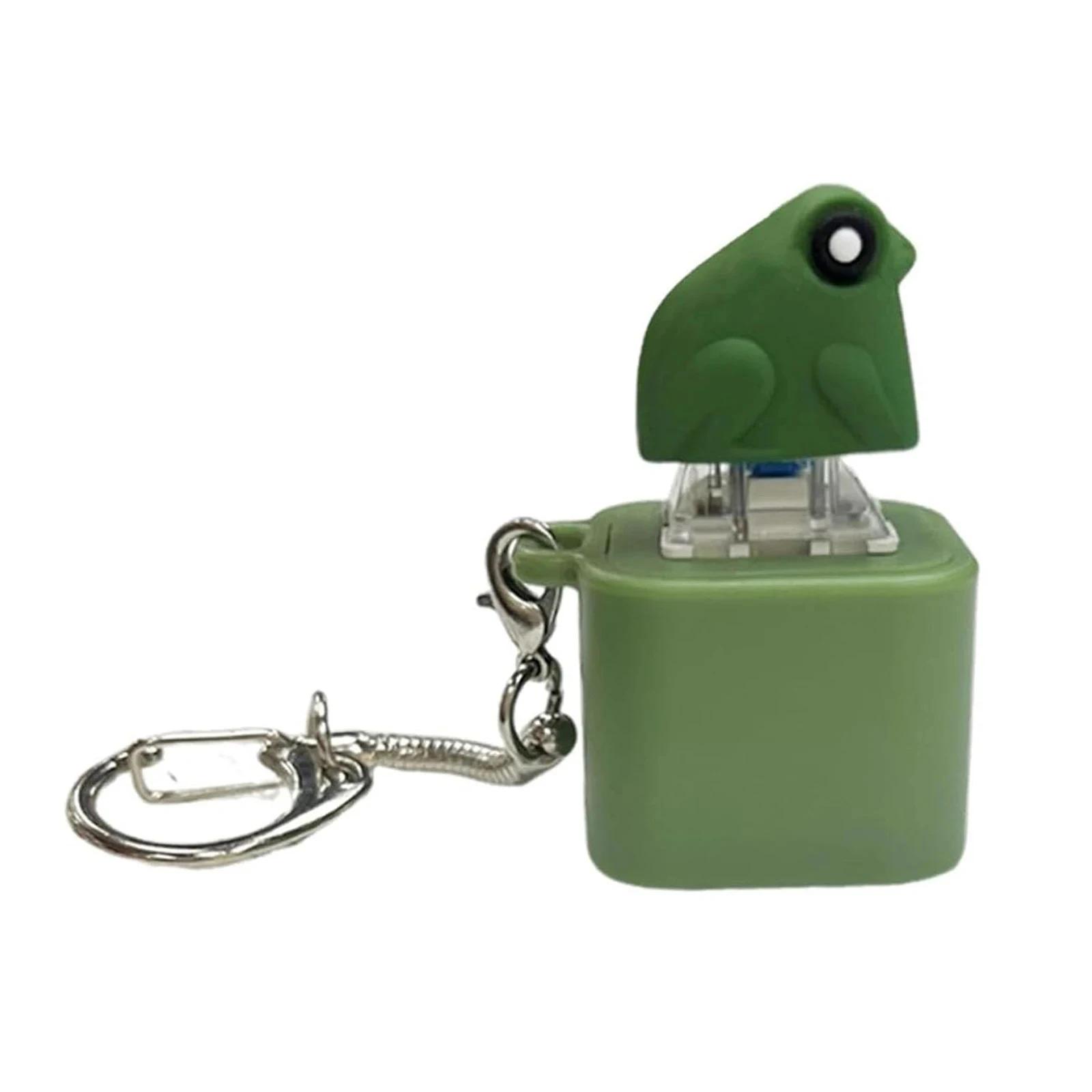 

New Croaking Frog Fidget Pendant Keychain With Colorful Lights Rechargeable Stress Reliever Anxiety Sensory Funny Sound Button